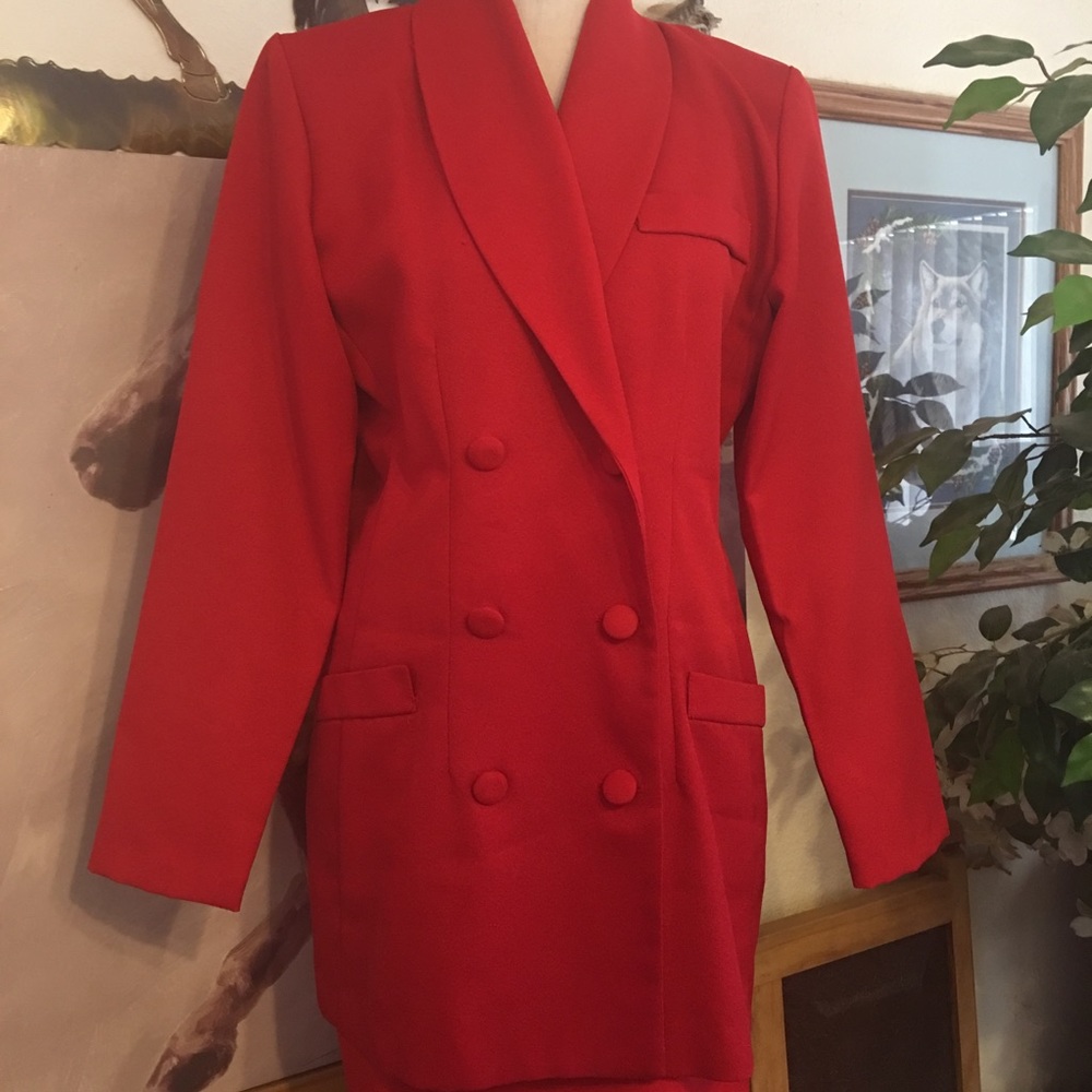 Vintage Tower Hill red double breasted skirt suit